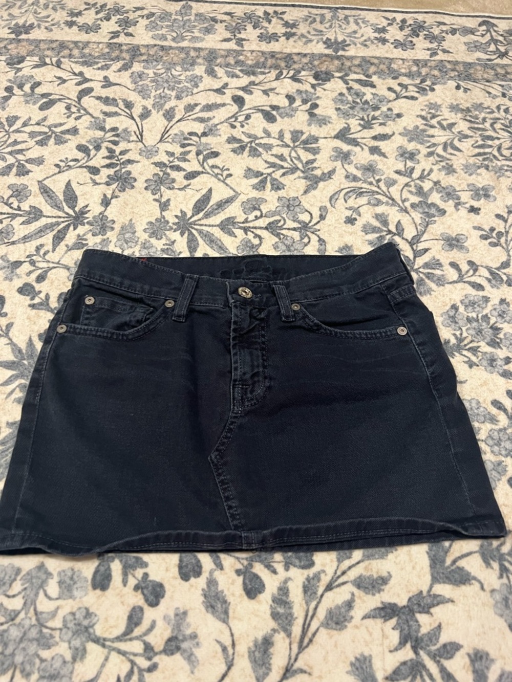 7 For All Mankind Black Denim Mini Skirt